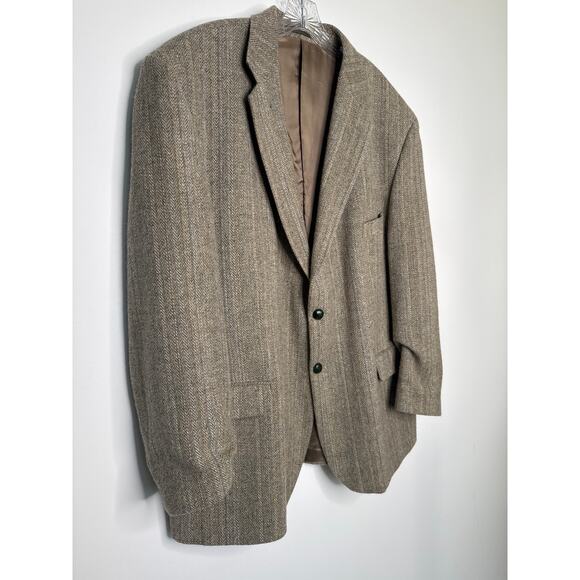 Vintage 70's Triona Design Donegal Handwoven Herringborn Tweed Wool Blazer 52R - Picture 7 of 14
